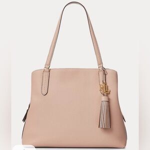 Ralph Lauren Pebbled Quinn Large Shoulder Bag Handbag Pink
